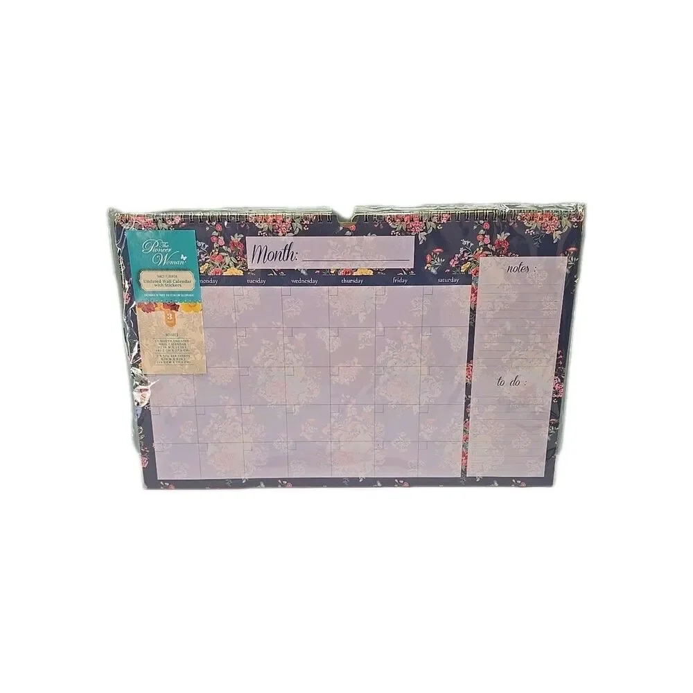 Pioneer Woman Undated Wall Calendar Pad Fancy Flourish Floral With Stickers